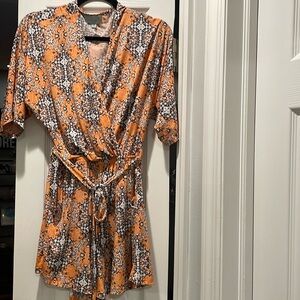 Blue and orange multicolor romper